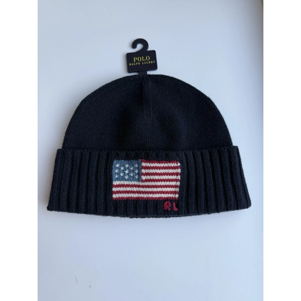 NWT Polo Ralph Lauren American Flag Beanie Knit RL Ski Cap OS